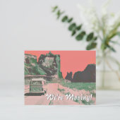 レトロ移動発表砂漠の風景アーポップ・アートのト ポストカード (スタンド正面)