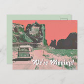 レトロ移動発表砂漠の風景アーポップ・アートのト ポストカード (正面/裏面)