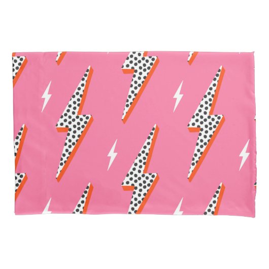 レトロ稲妻ボルトサンダーフラッシュレッド生地Thro 枕カバー (正面)