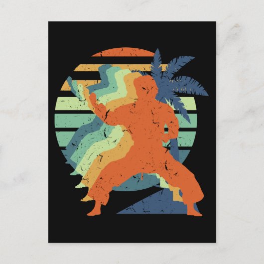 レトロ空手カンフー忍者武術アーツスポーツマン ポストカード (正面)