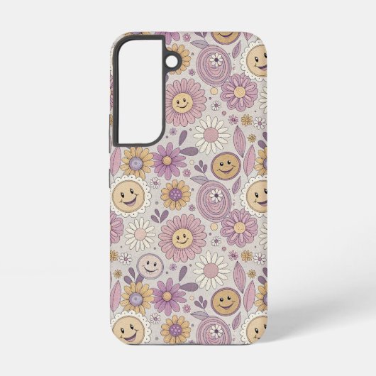 レトロ笑顔の花 – Groovy Boho 70sフローラ Samsung Galaxyケース (裏面)