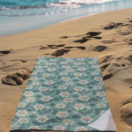 レトロ笑顔デイジーパターン – Groovy 70s Boho ビーチタオル