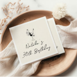 レトロ第30回手描きマイルストーンおもしろい誕生日 スタンダードカクテルナプキン