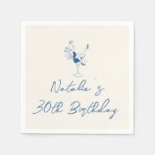 レトロ第30回青色手描きマイルストーンおもしろい誕生日 スタンダードカクテルナプキン (正面)