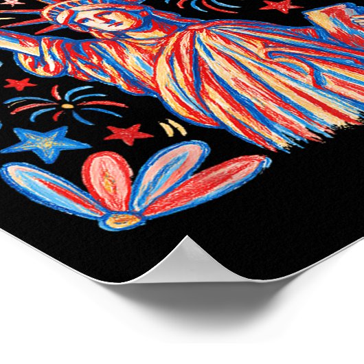 レトロ第4回7月リバティーアメリカガールウォーム像 ポスター (角)