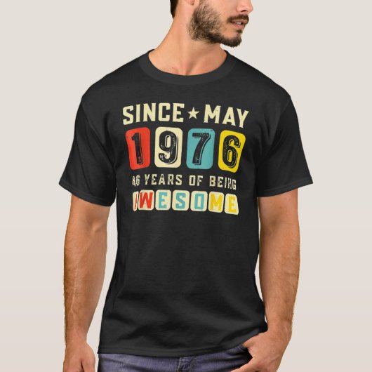 レトロ第46誕生日ギフト1976素晴らし年5月Vi Tシャツ (正面)