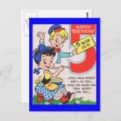 レトロ第5誕生日カード ポストカード (正面/裏面)