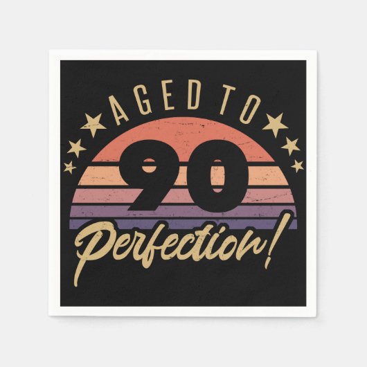 レトロ第90回誕生日ユーモア スタンダードカクテルナプキン (正面)