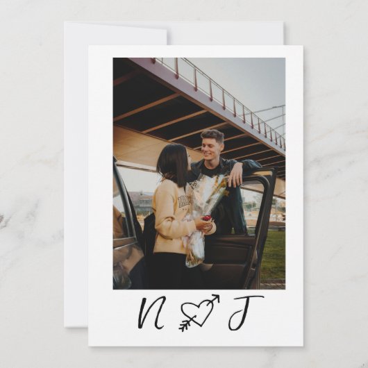 レトロ筆跡の手書描き写真結婚の 招待状 (裏面)