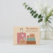 レトロ箱およびスーツケースの新しい家の発表 名刺 (スタンド正面)