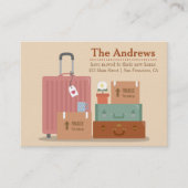 レトロ箱およびスーツケースの新しい家の発表 名刺 (正面)