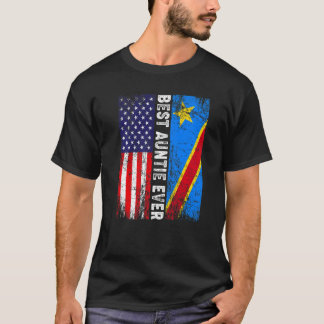 レトロ米国国旗コンゴ最高の国旗Auntie Ever Fa Tシャツ