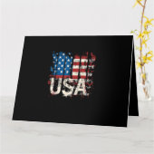 レトロ米国国旗USA 7月4日 カード (黄色い花)