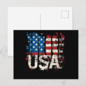 レトロ米国国旗USA 7月4日 シーズンポストカード (正面/裏面)