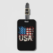 レトロ米国国旗USA 7月4日 ラゲッジタグ (正面縦)