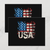 レトロ米国国旗USA 7月4日 出欠カード (正面/裏面)
