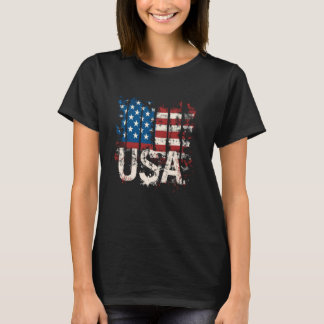 レトロ米国国旗USA 7月4日 Tシャツ