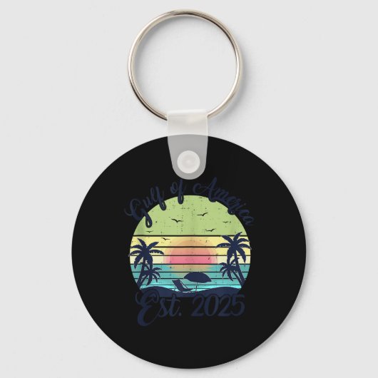 レトロ米国湾2025アメリカ国旗M キーホルダー (正面)