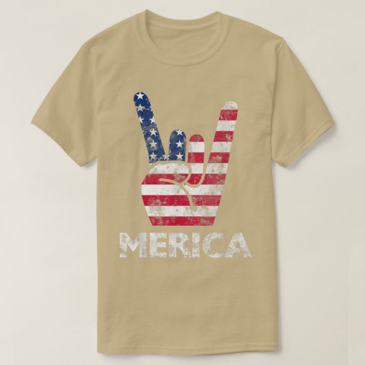 レトロ米国7月4日ヴィンテージアメリカ国旗Merica Tシャツ (デザイン正面)
