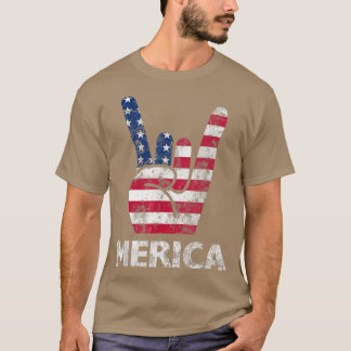 レトロ米国7月4日ヴィンテージアメリカ国旗Merica Tシャツ