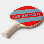 レトロ紅海はっきりした三ストライプつの 卓球ラケット (正面アングル)