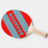 レトロ紅海はっきりした三ストライプつの 卓球ラケット (横)