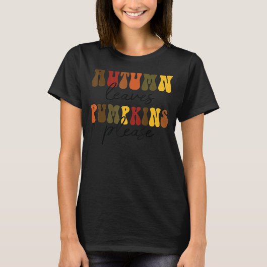 レトロ紅葉カボチャお願い秋ビーブスタン Tシャツ (正面)