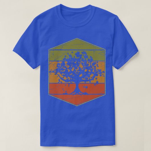 レトロ紅葉秋恋人自然フォレストツリー Tシャツ (デザイン正面)