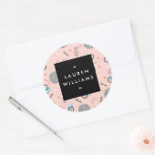 レトロ紙吹雪メンフィスパターンピパーソナライズされたンク ラウンドシール (封筒)