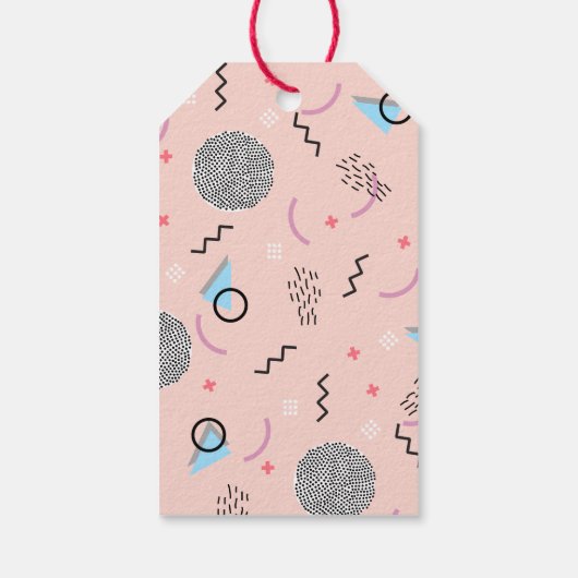 レトロ紙吹雪メンフィスパターンピンク ギフトタグ (裏面)