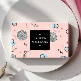 レトロ紙吹雪メンフィスパターンピンク 名刺