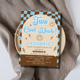 レトロ素晴らしいクール2ダデボーイ2nd誕生日パーティー 招待状
