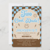レトロ素晴らしいクール2ダデボーイ2nd誕生日パーティー 招待状 (正面)