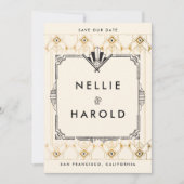 レトロ素晴らしギャツビーアールデコ写真Save the Dates セーブザデート (正面)