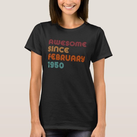 レトロ素晴らし1950年2月73日誕生日73 Tシャツ (正面)