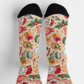 レトロ素朴かわいらしジンガーブレッドオーナメントベージュ ソックス (上部)