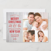 レトロ素朴な木製のメリークリスマスカードに署名して下さい シーズンカード (正面)