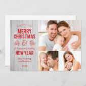 レトロ素朴な木製のメリークリスマスカードに署名して下さい シーズンカード (正面/裏面)