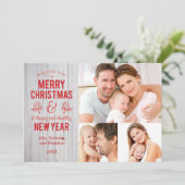 レトロ素朴な木製のメリークリスマスカードに署名して下さい シーズンカード (スタンド正面)