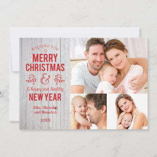 レトロ素朴な木製のメリークリスマスカードに署名して下さい シーズンカード