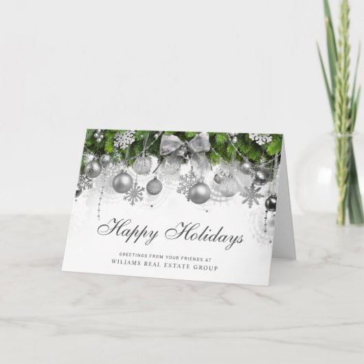 レトロ素朴のクリスマスの飾り企業の挨拶 シーズンカード (正面)