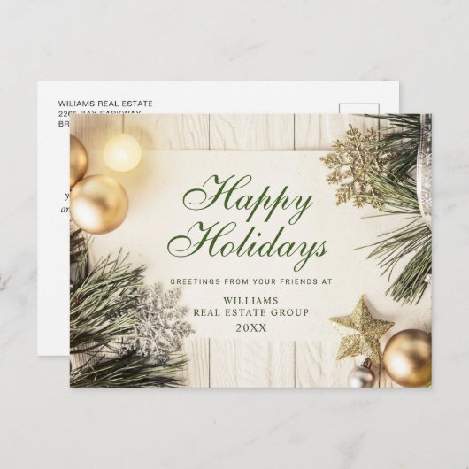 レトロ素朴のクリスマスの飾り企業の挨拶 シーズンポストカード (正面/裏面)