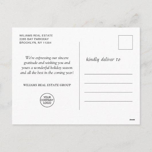 レトロ素朴のクリスマスの飾り企業の挨拶 シーズンポストカード (裏面)