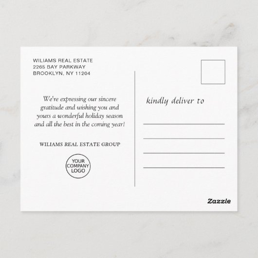 レトロ素朴のクリスマスの飾り企業の挨拶 ポストカード (裏面)