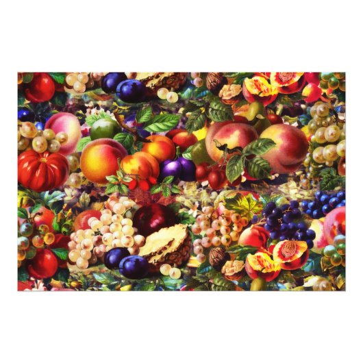 レトロ素朴の新夏の熱帯果物野菜 フォトプリント            (正面)