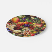 レトロ素朴の新夏の熱帯果物野菜 ペーパープレート (アングル)