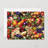 レトロ素朴の新夏の熱帯果物野菜 ポストカード (正面/裏面)
