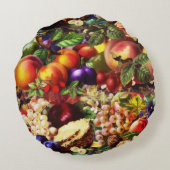 レトロ素朴の新夏の熱帯果物野菜 ラウンドクッション (裏面)