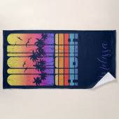 レトロ素朴アロハパームビーチハウスバカンス ビーチタオル (正面)