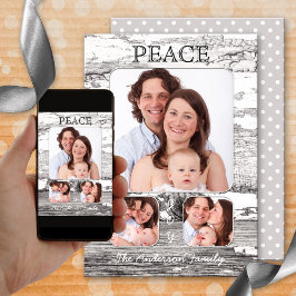 レトロ素朴ウッドクリスマスフォトカード シーズンカード